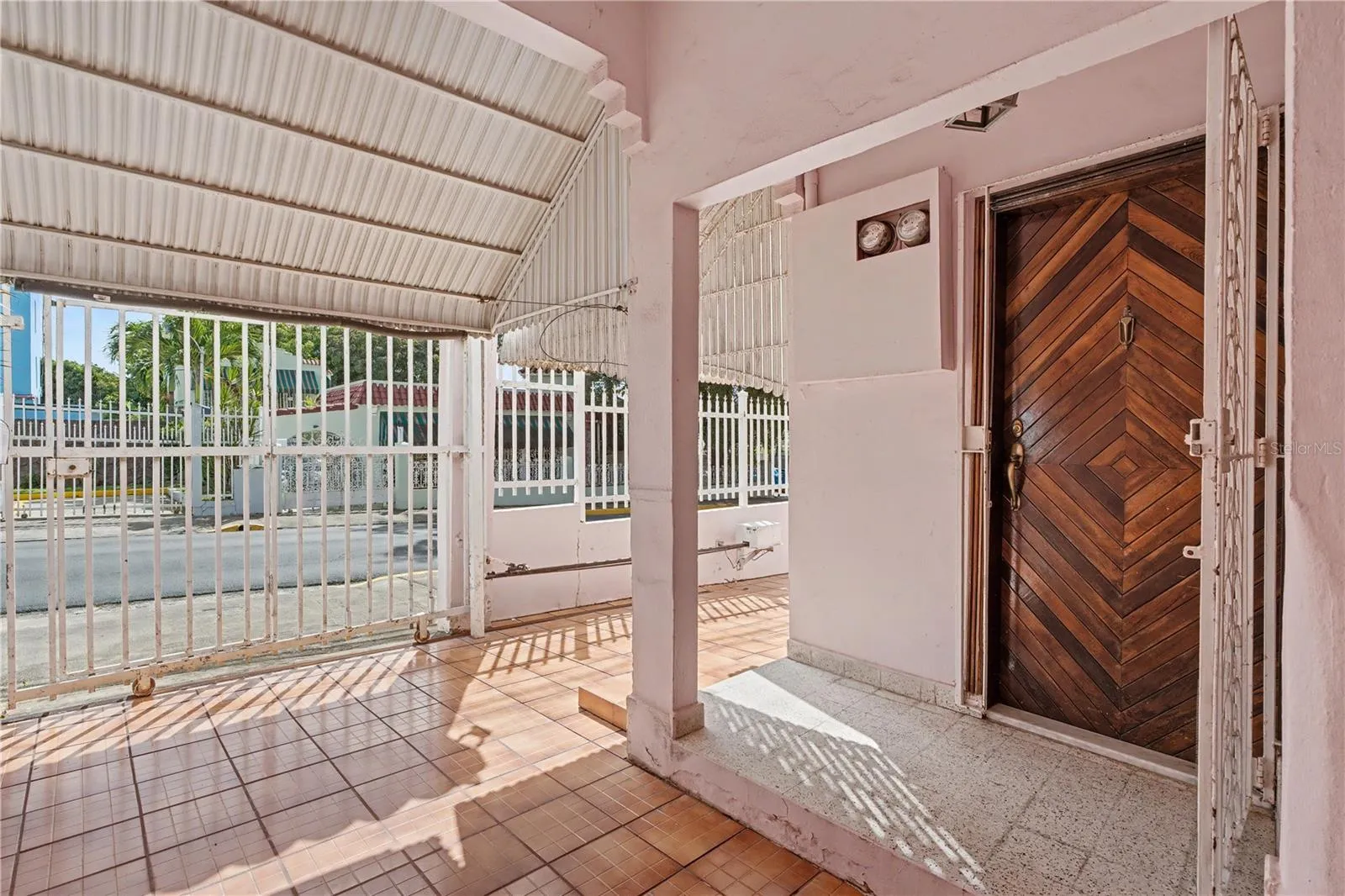 First-floor wood door entry in historic urban residence