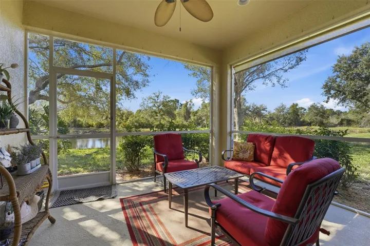 Lanai overlooking pond