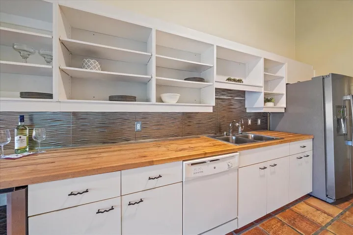 Open cabinetry for easy access and decor