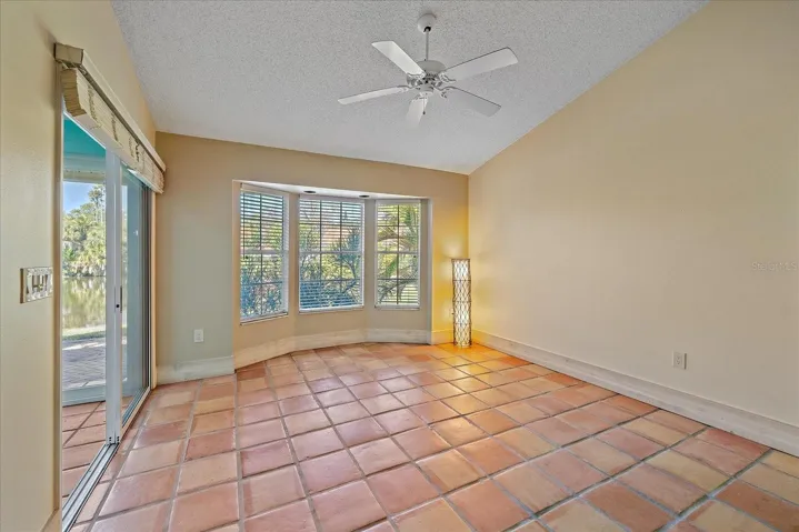 Bay window overlooking lake