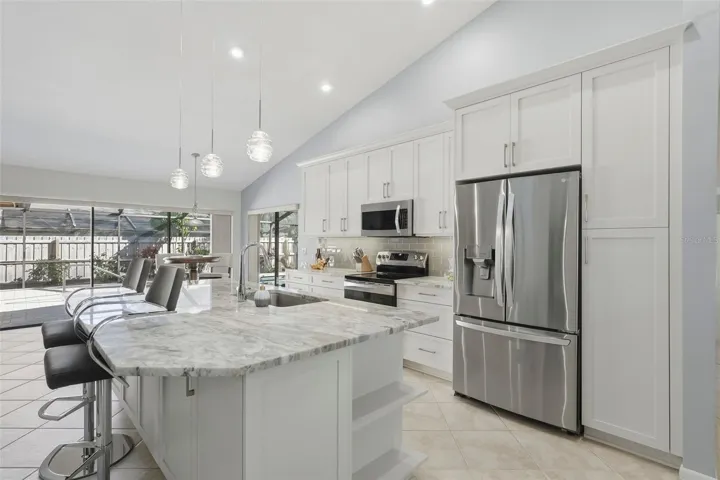 Remodeled kitchen and brand new LG French door refrigerator.