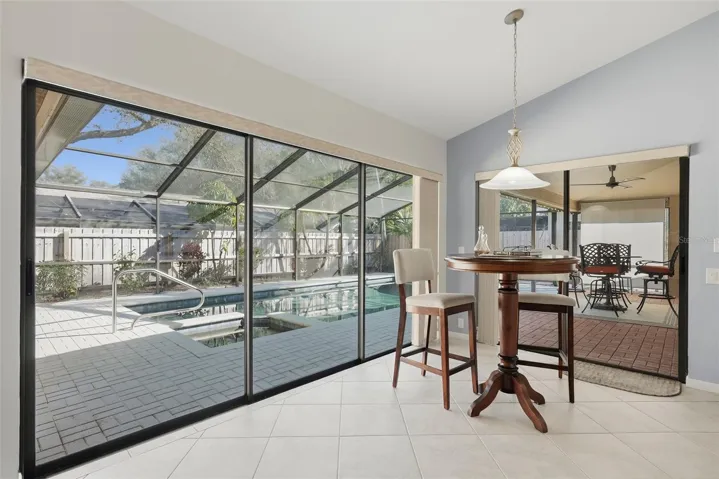 Triple sliding door and double slider out the pool and back covered porch.  The entire fence replaced around yard.