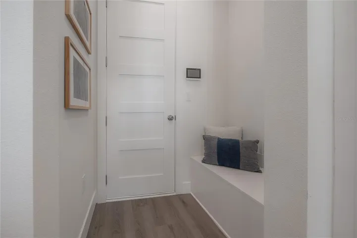 Entry vestibule just off the spacious one-car garage