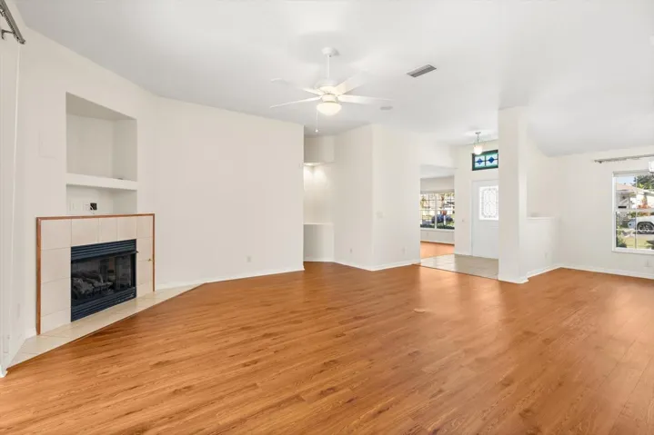 Living room with fireplace