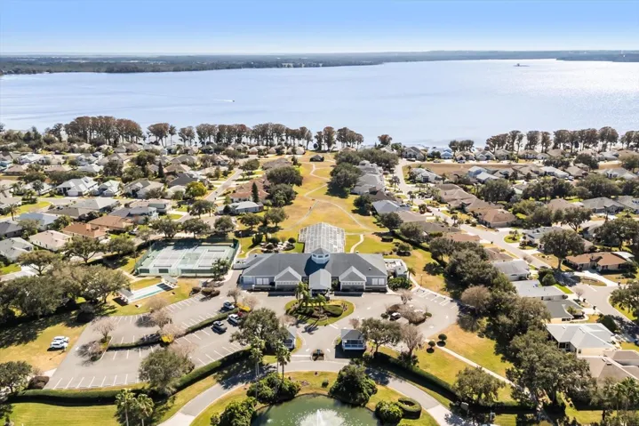 Neighborhood aerial with lake access