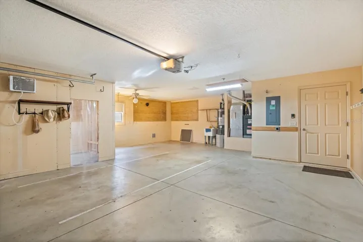 Expansive garage with abundant storage