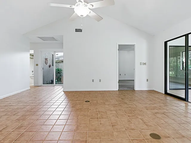 Living room with vaulted ceiling