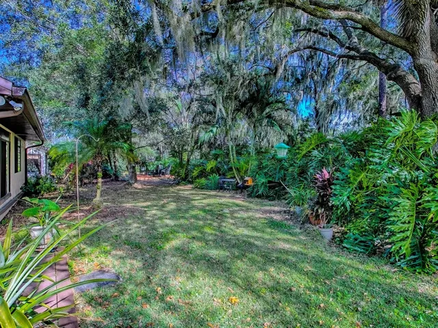 Lush backyard landscaping