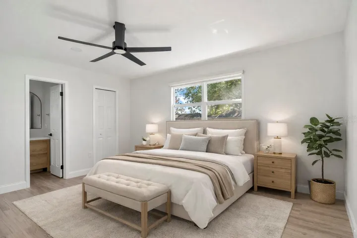 virtually staged primary bedroom