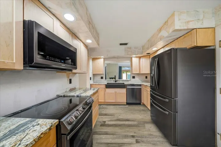 Virtually staged flooring in kitchen