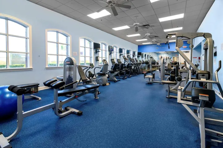 The Health and Fitness Center's fitness room is filled with state-of-the-art equipment. A physical rehabilitation company is housed in this space exclusively for Lake Ashton residents that need physical rehab.