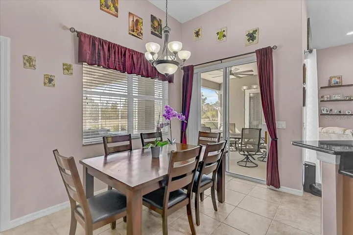 Breakfast room has a view of the lanai and pool