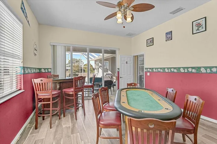 Over looks pool and lanai with sitting area