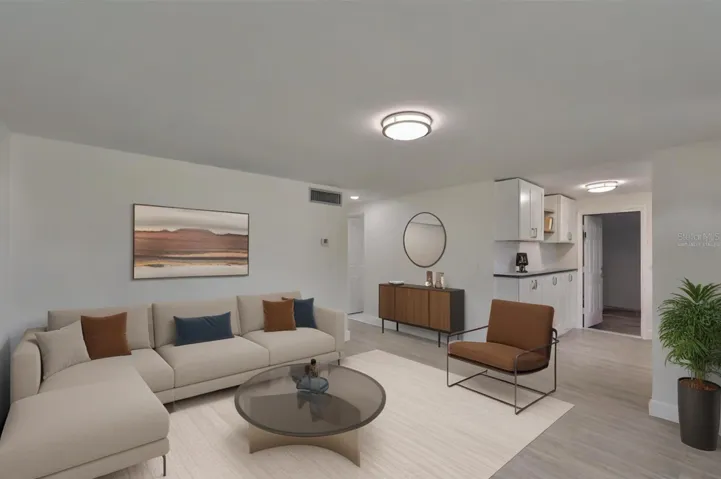 Living room virtually staged