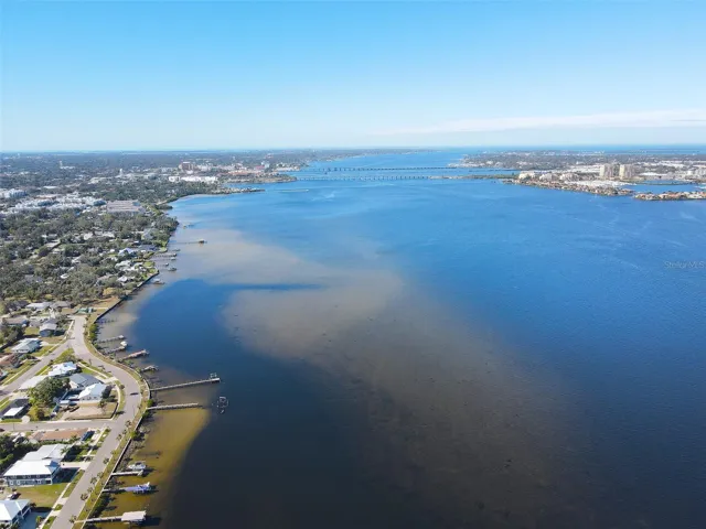 Aerial river view looking over Bradenton