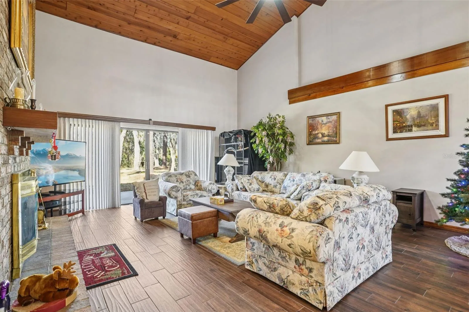 Vaulted wood ceilings in the huge Great Room