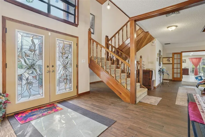 Double doors with feature lighting