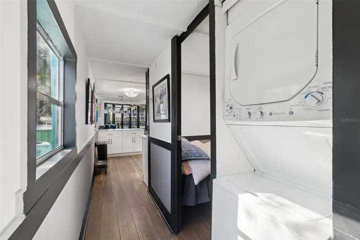 STACKED WASHER AND DRYER INSIDE