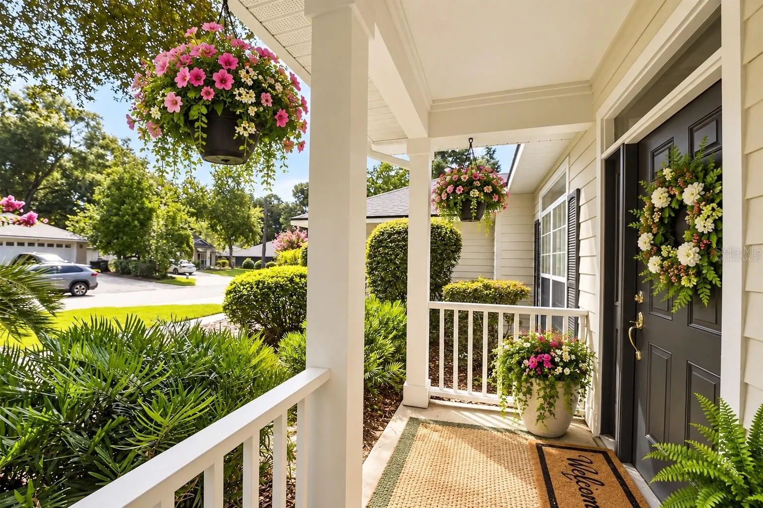 Virtually staged front porch