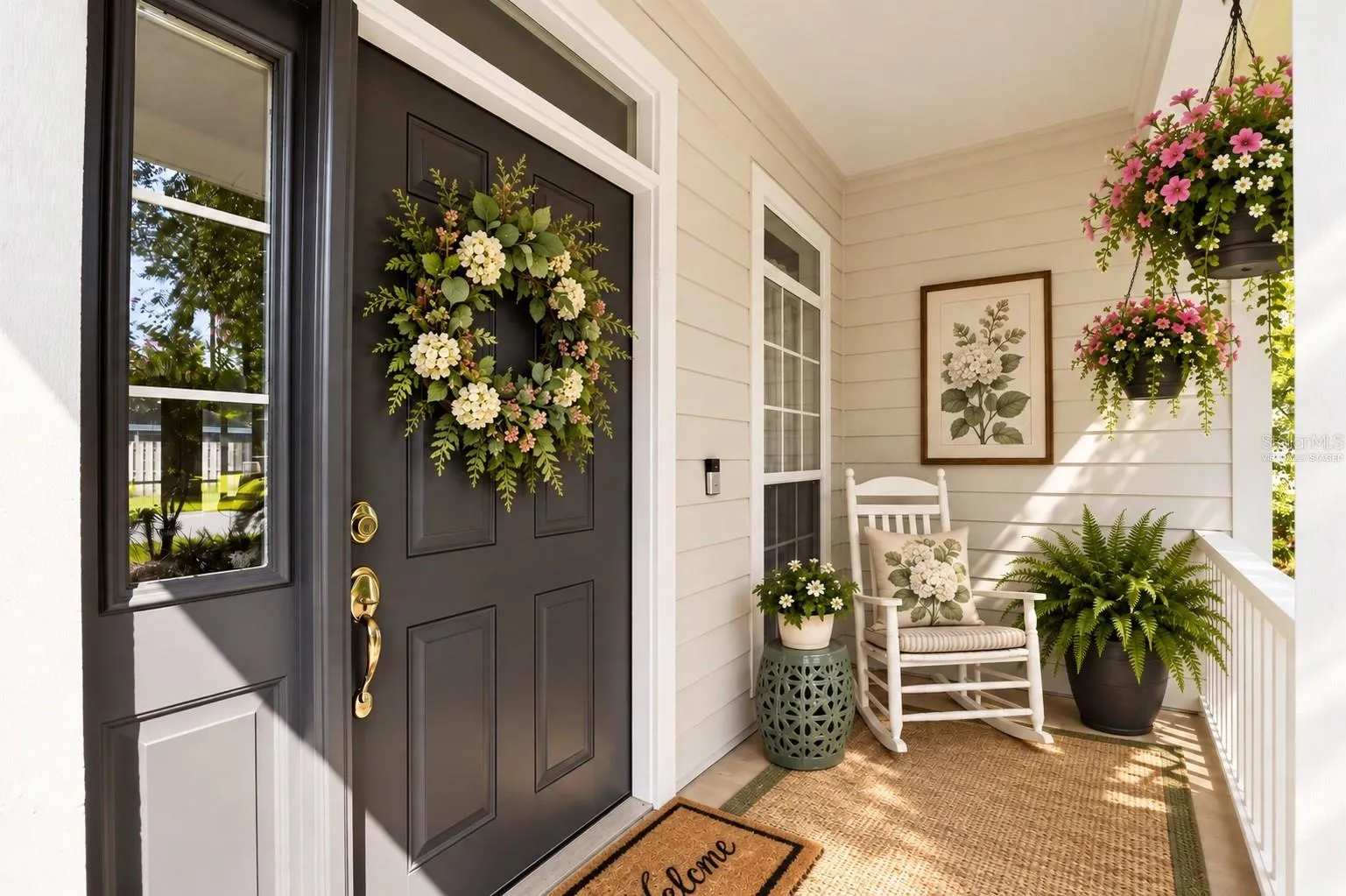 Virtually staged front porch