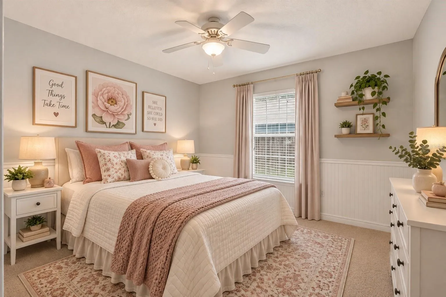 One of three secondary bedrooms virtually staged