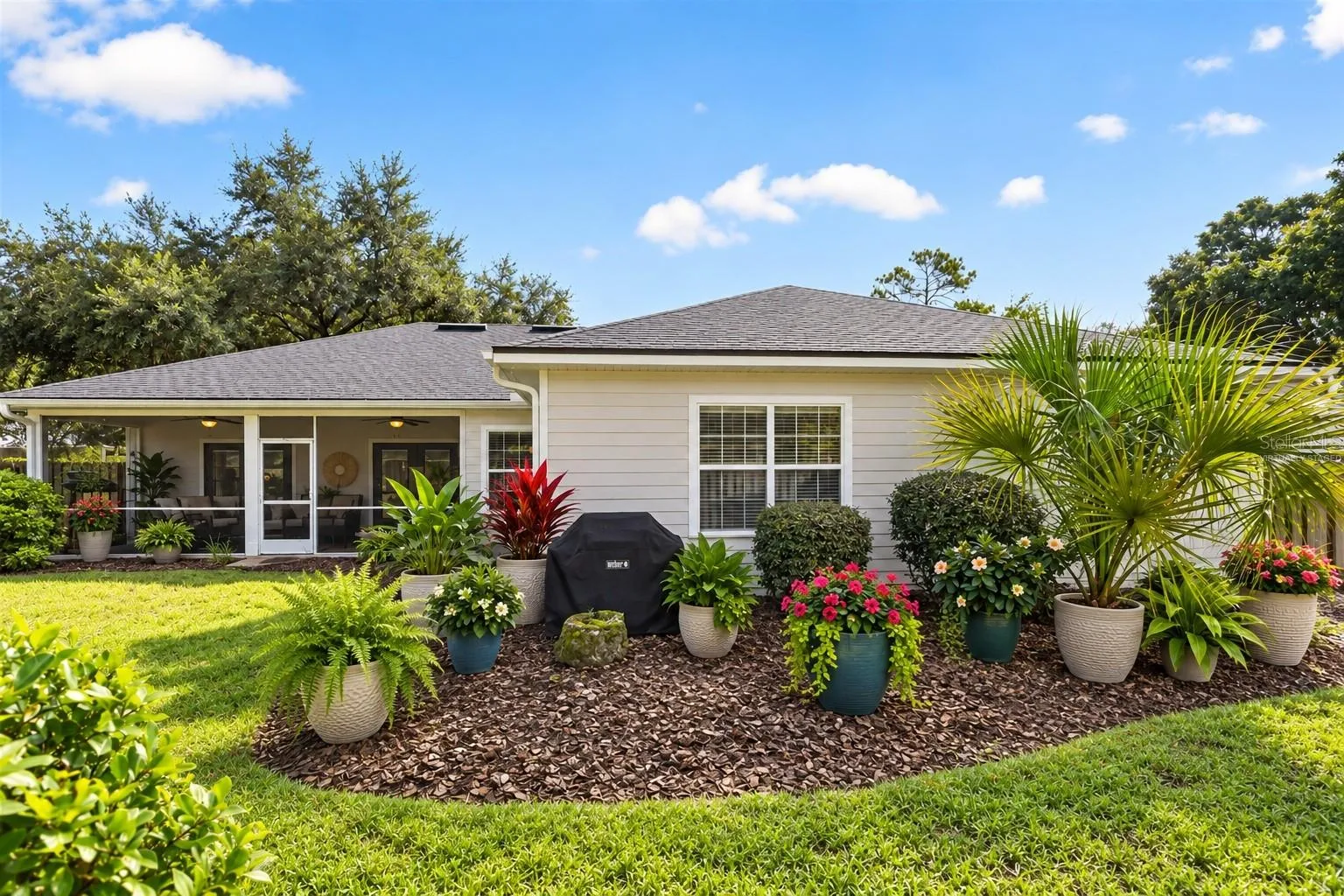 Large fenced yard virtually staged