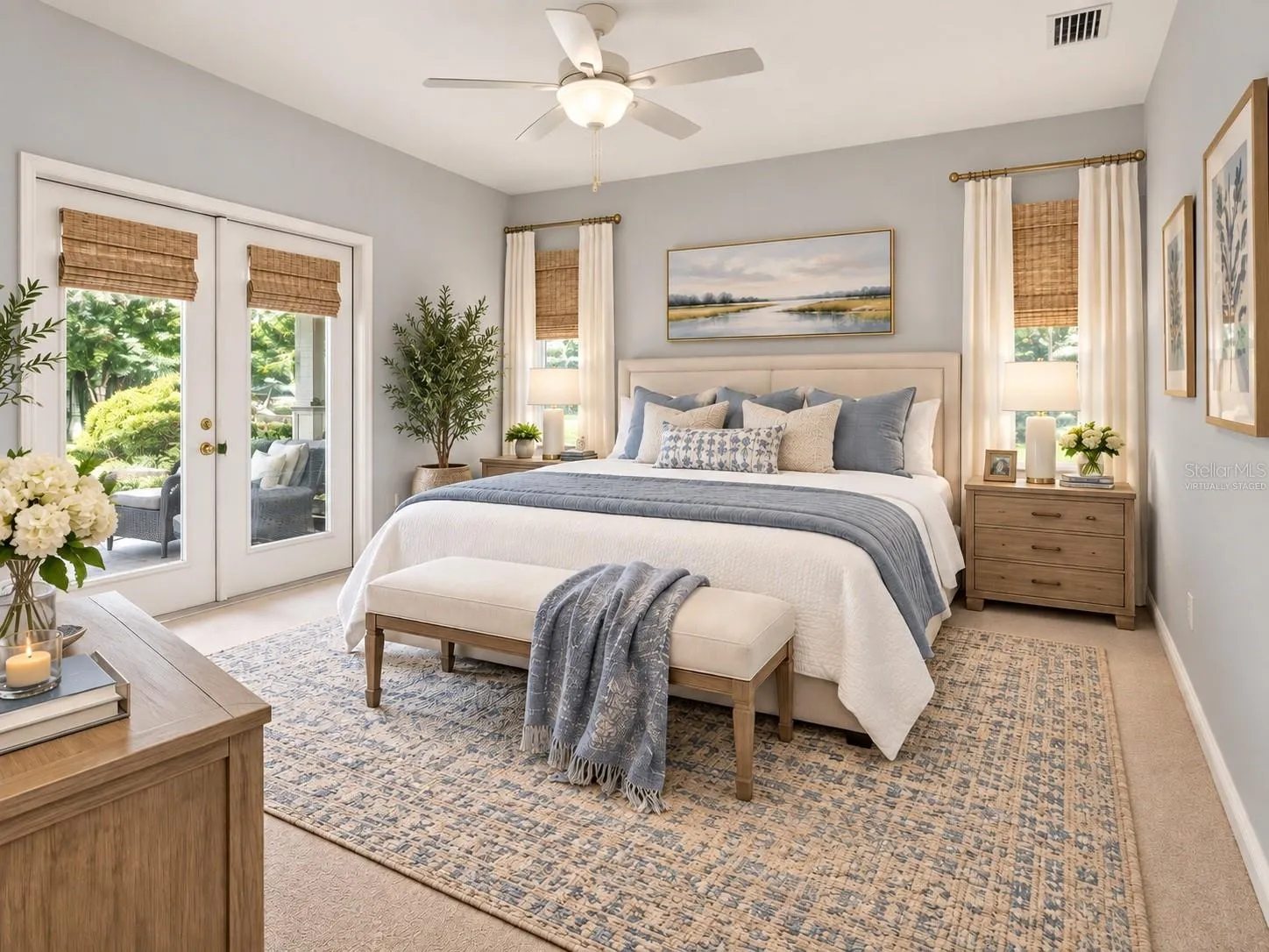 Primary bedroom sanctuary, virtually staged