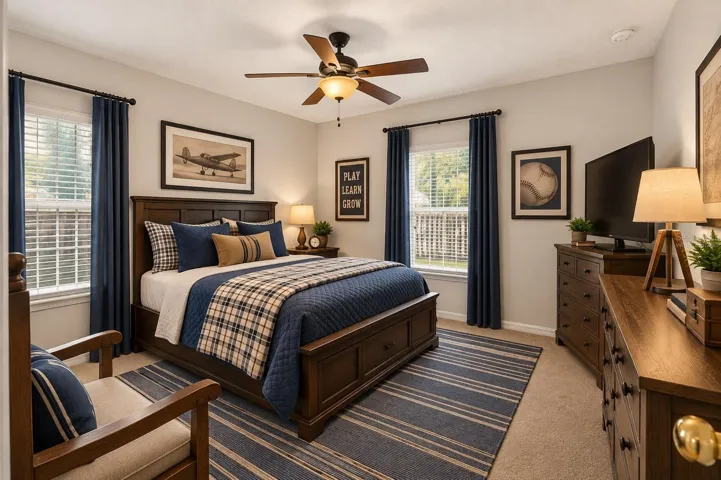 One of three secondary bedrooms virtually staged
