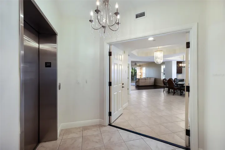 Private elevator with direct access into the residence