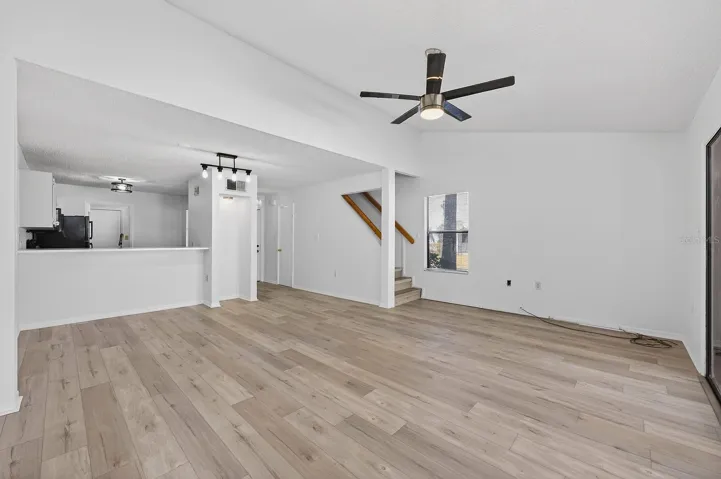 Open living and dining.
