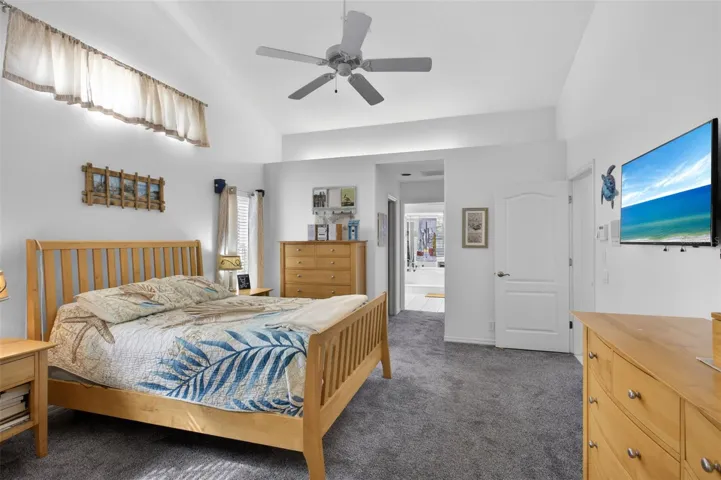 Primary bedroom into bathroom