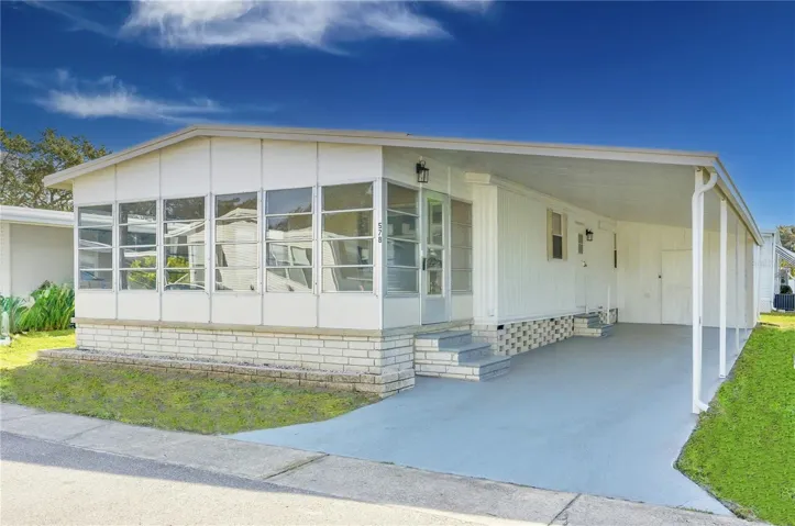 Home front with carport
