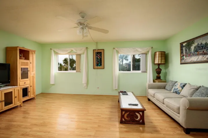 Hurricane Impact windows in Living room only & face south.