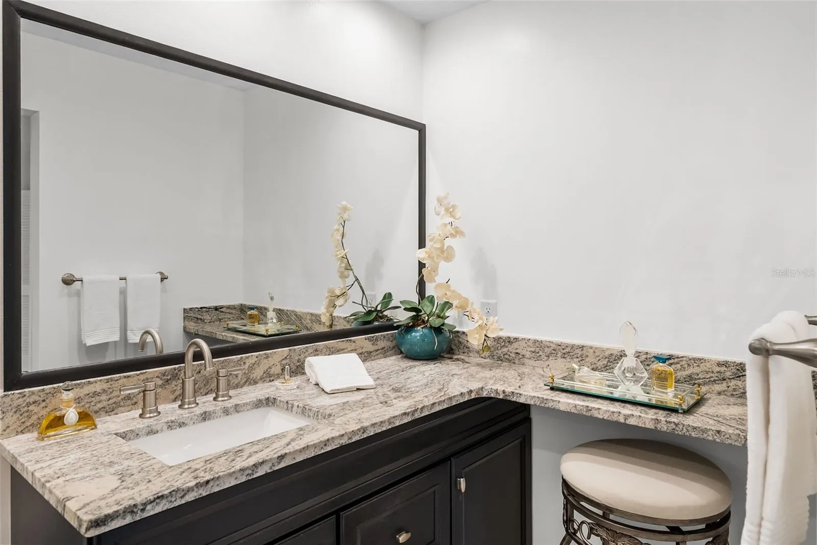 Master bath with make-up counter/coffee bar - all granite countertops