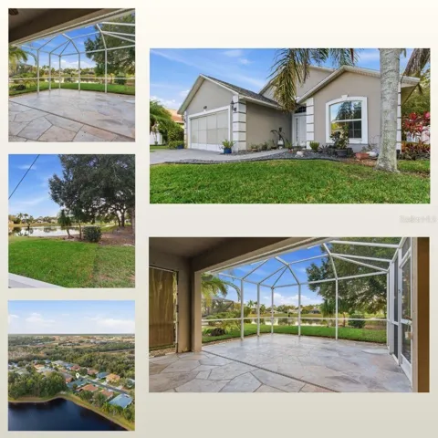 Waterfront living at its best—relax on the spacious screened, paver lanai with sweeping water views and a peaceful, private backyard backdrop