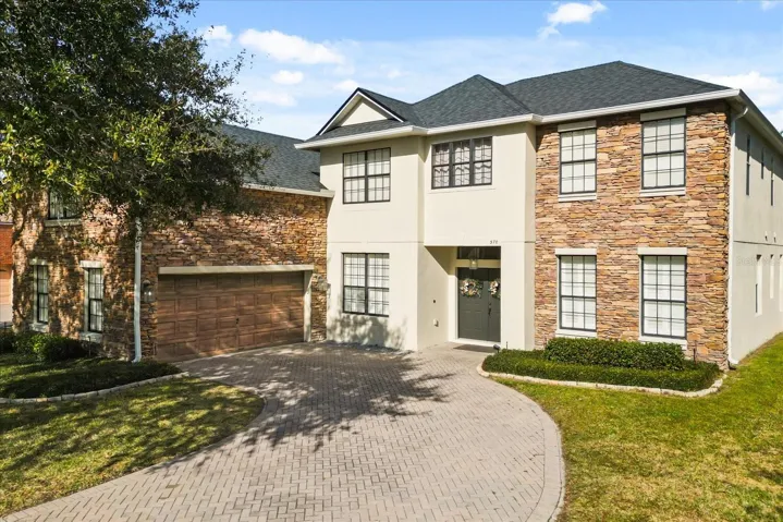 Front elevation with side entry garage