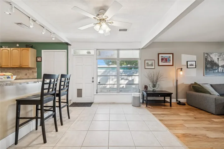 Dining area with access to backyard