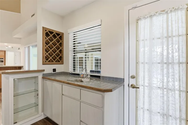 Interior pool bar with pass thru window