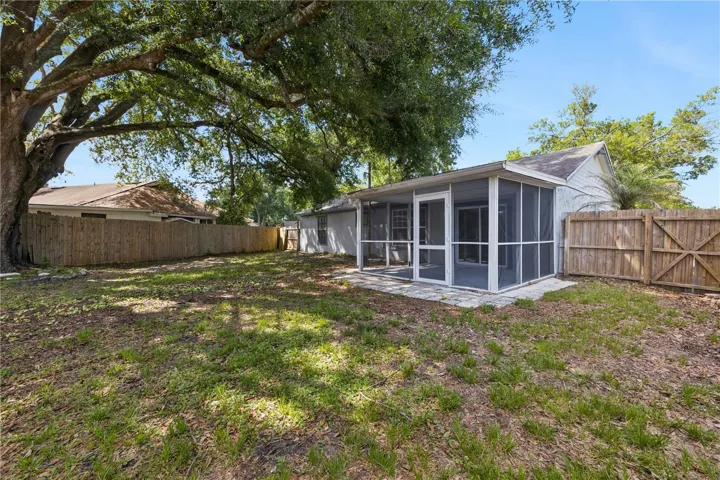 Fenced in backyard