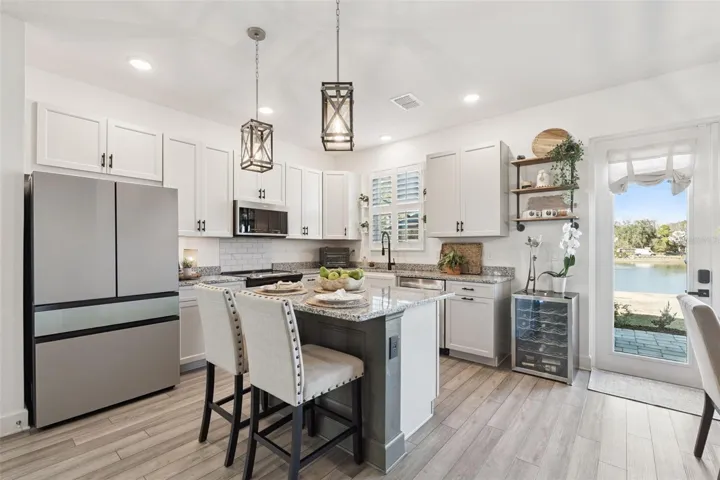 Kitchen with French Doors to Extended Porch