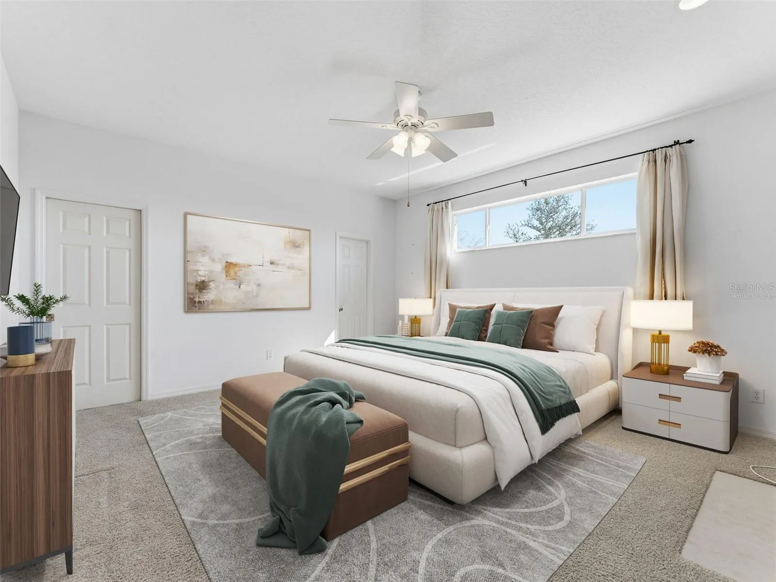 Virtually staged; primary bedroom