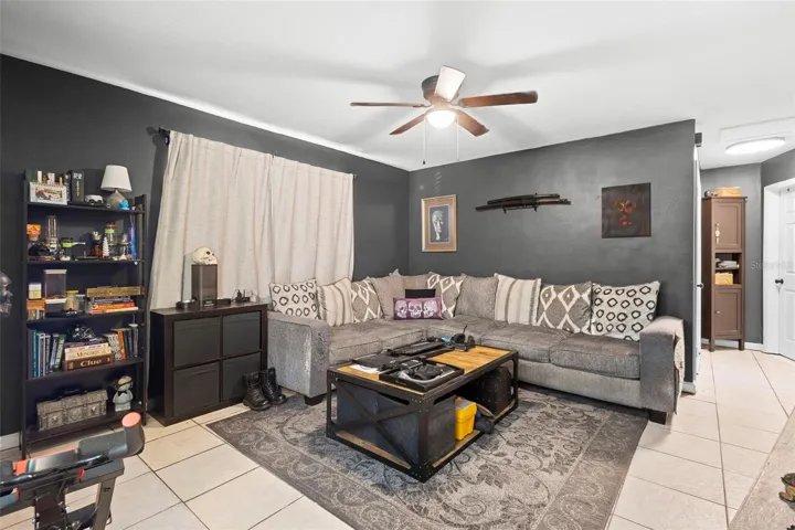 View of living room tiled flooring.