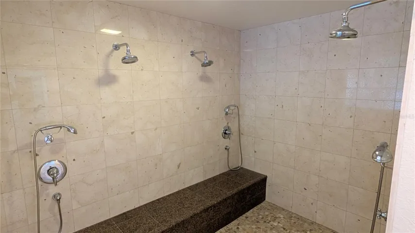 Walk in Shower with THREE Shower Stations- You can Shower with the Spouse, the kids, the pets, your Livestock, and still have Space to Spare! Holy Cow!