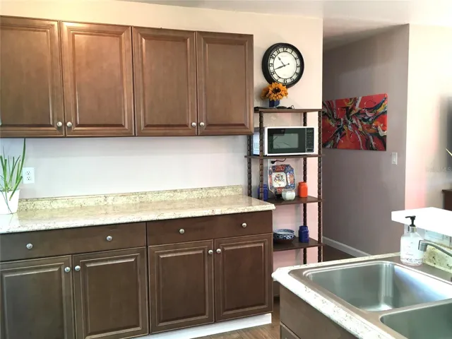 View from kitchen looking towards hallway