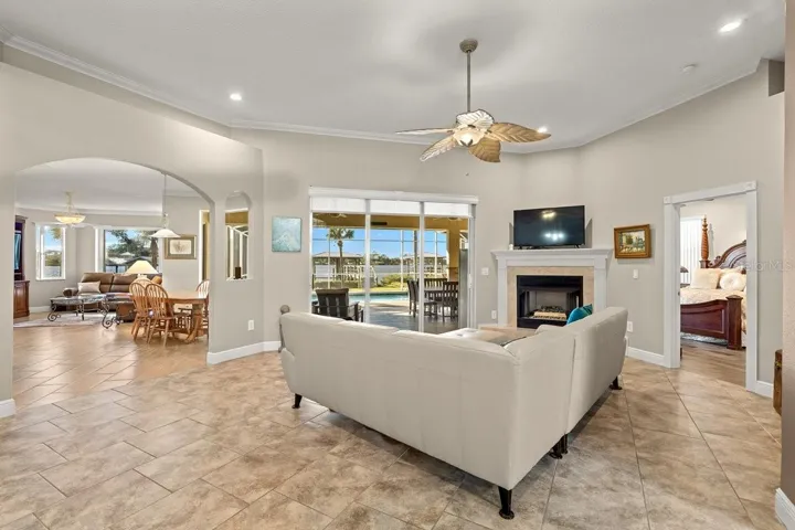 Stuning Living Room with Fireplace and View
