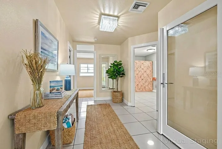 Entrance to two large bedrooms virtually staged