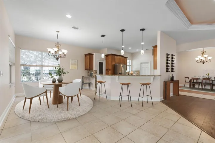 Breakfast nook virtually staged to define the space