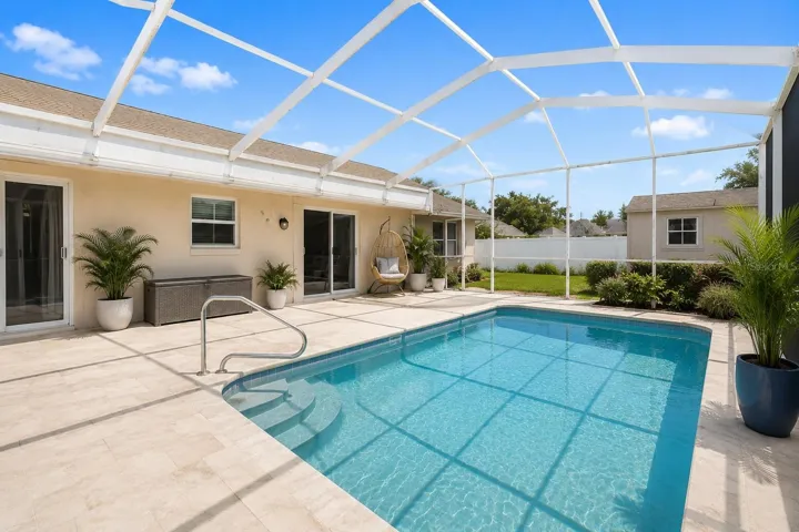Virtually upgraded pool area showing the potential