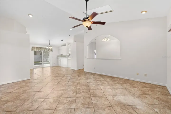 View of living room and dining area