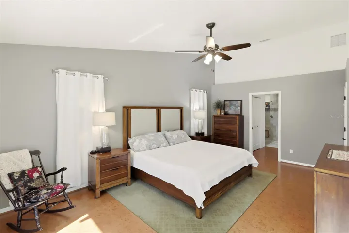 Primary Bedroom w/cork floors